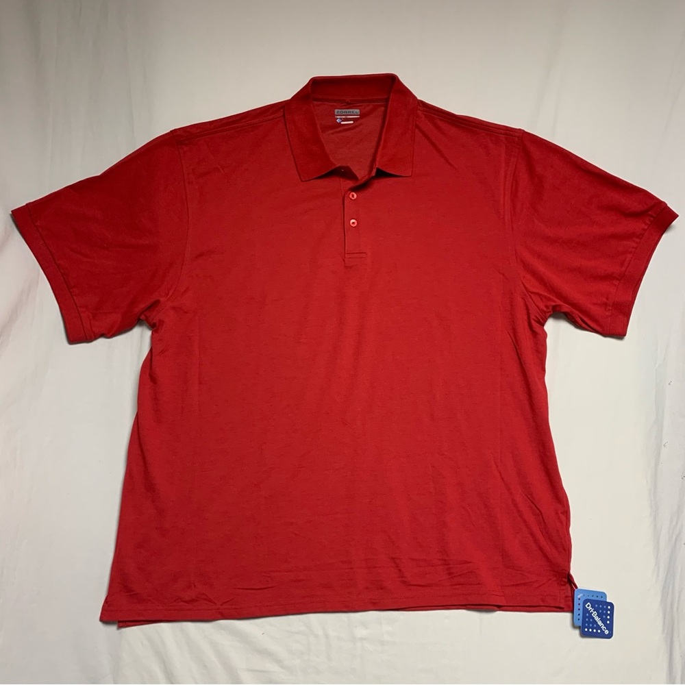 🆕 NEW ZORREL Golf Polo Shirt Men's 5XL Red Short Sleeve Dri-Balance Preppy Top - Picture 1 of 10